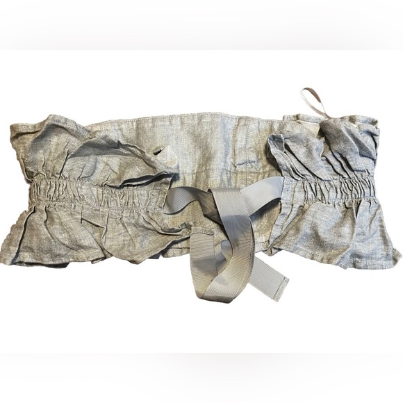 Intermix White Story Aussie Linen Grey Glitter Linen Ruffle Top Size 8 - Picture 5 of 6